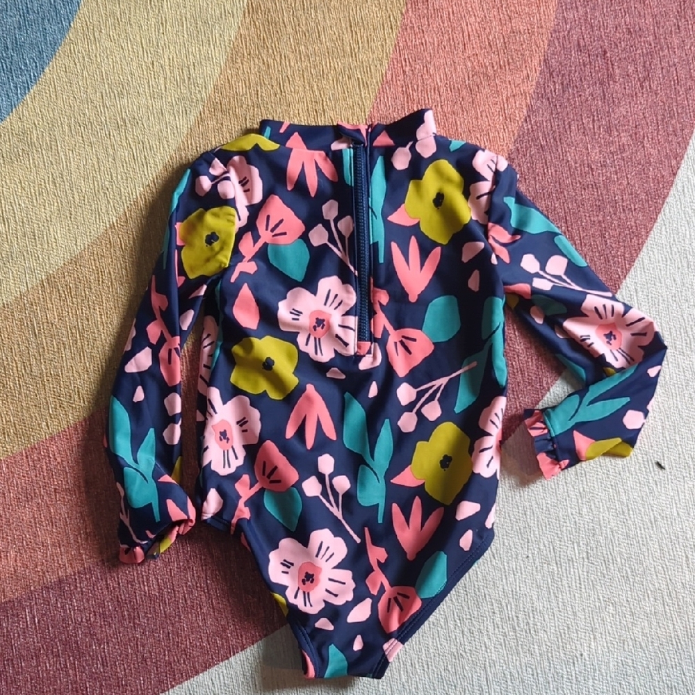 Floral Kids Swim One Piece - Navy, Pink, Green